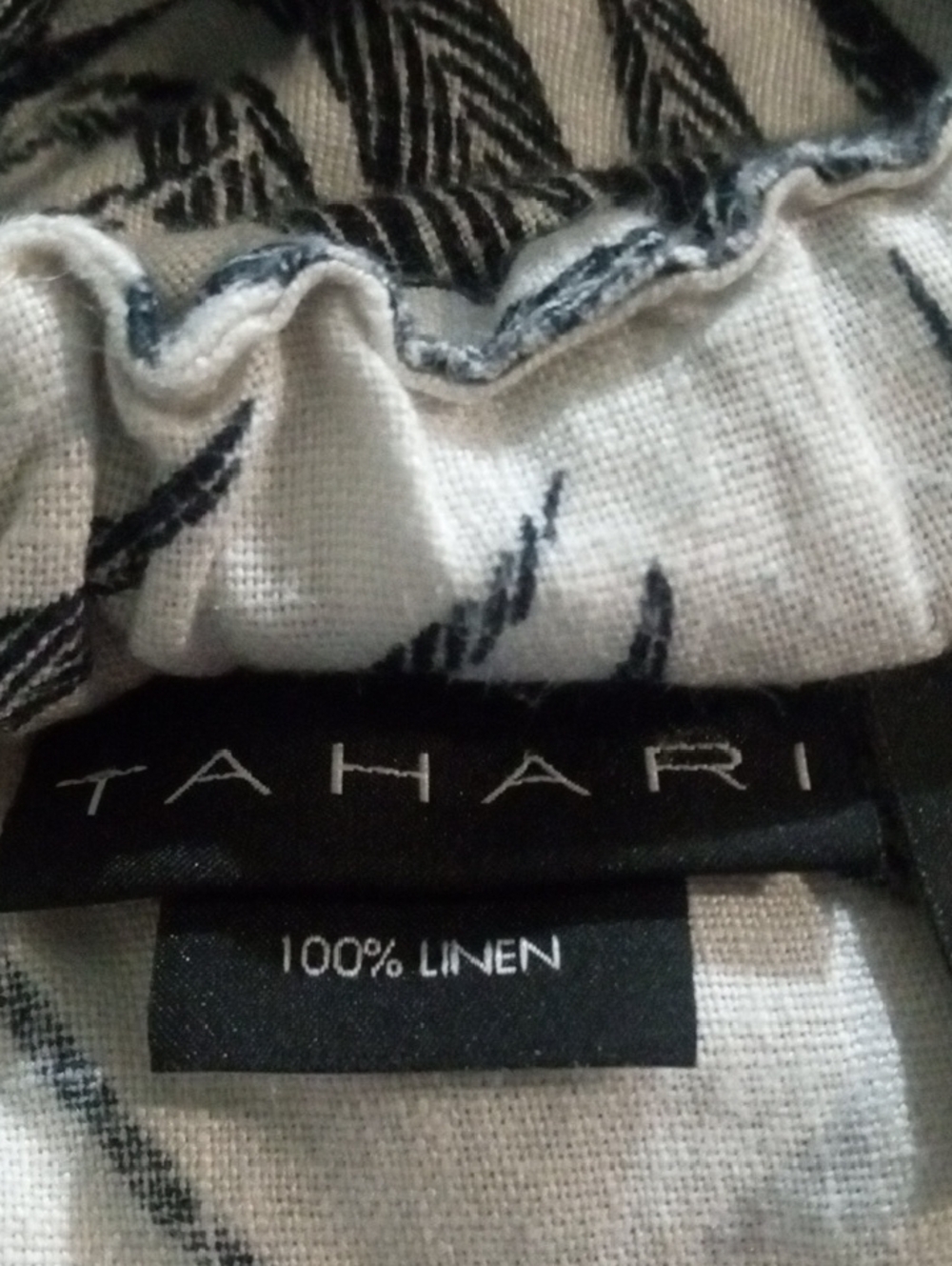 Tahari 100% Linen Boho Black and White Palm-Print Halter Camisole Size Large - Picture 6 of 10